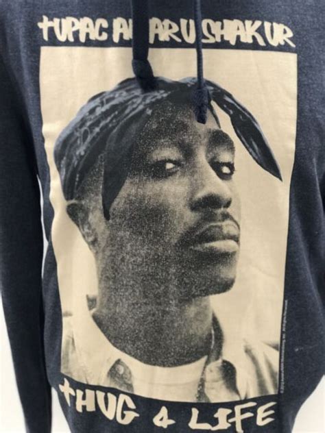Thug Life 2pac Mens Charcoal Blue Pull Over Hoodie Sz Small 2012 Ebay