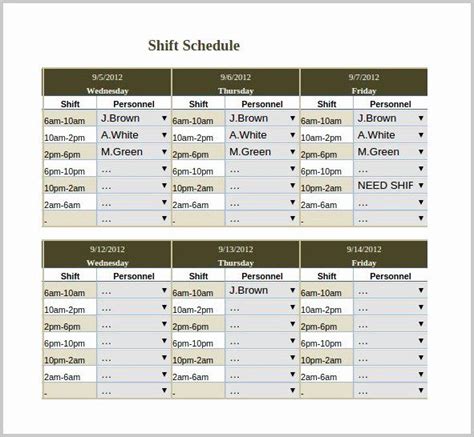 Rotating Overtime Schedule Template Fresh Rotating Shift Schedule