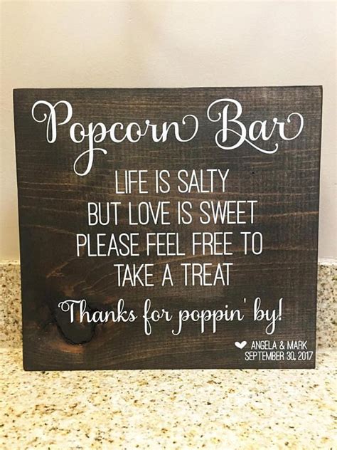 Personalized Popcorn Bar Wedding Sign Modern Popcorn Bar Wedding