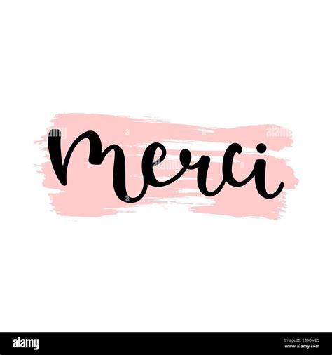 Merci Word Hand Drawn Lettering Modern Bounce Calligraphy Ink In Black