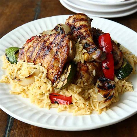 Grilled Chicken And Veggies Over Rice Recipe