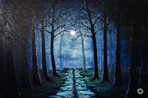 Moonlit Forest Path Dot Art