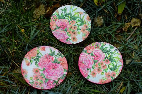 Rose Handmade Decoupage Coasters Jovana Lipovac Art