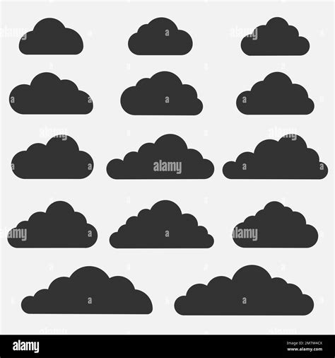 Set Of Cloud Icons On Grey Background Collection Of Different Cloud