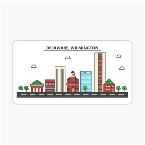 Usa Delaware City Skyline Design Sticker For Sale By Urbanakit