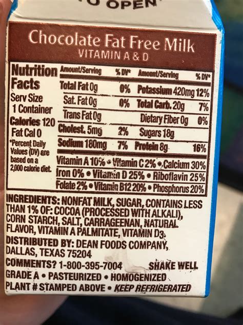 Chocolate Milk Nutrition Facts Nutrition Ftempo
