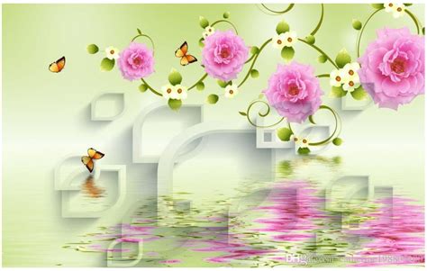 Beautiful Three Dimensional Box Rose Flower Vine Background Wall Mural