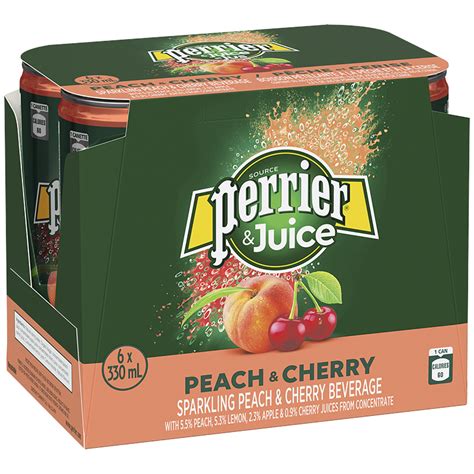 Perrier And Juice Sparkling Beverage Peach And Cherry 6x330ml London