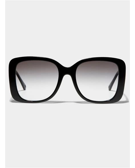 Chloé Thin Temple Square Sunglasses In Black Lyst