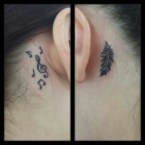Music Note Tattoos Behind Ear Feather Tattoos Music