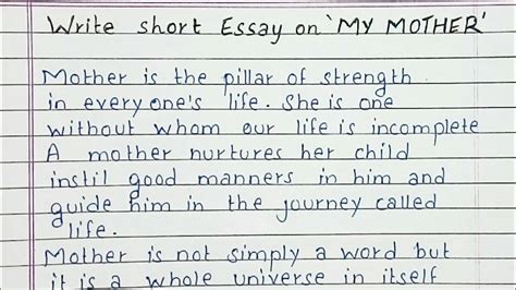 Write Short Essay On My Mother Essay In English Handwriting Youtube