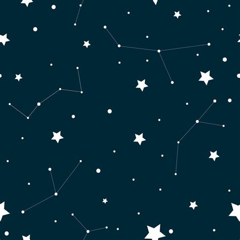 Vector Seamless Pattern With White Stars And Constellations Black And