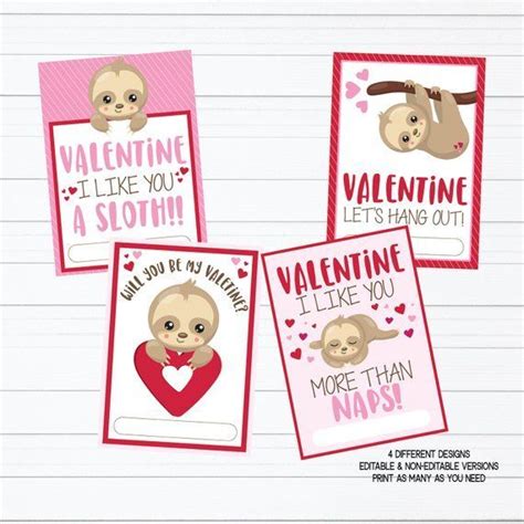 All gifts and cards are 100% made with love in toronto. Sloth Valentine Printable Valentine Cards Sloth Valentine ...