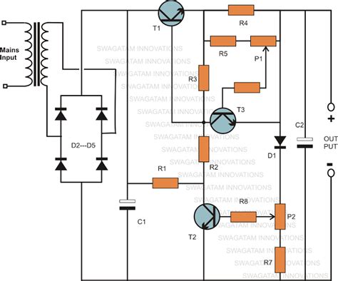 Variable Voltage Current Power Supply Circuit Using Transistor 2n3055