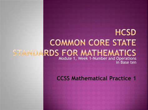 Ppt Hcsd Common Core State Standards For Mathematics Powerpoint