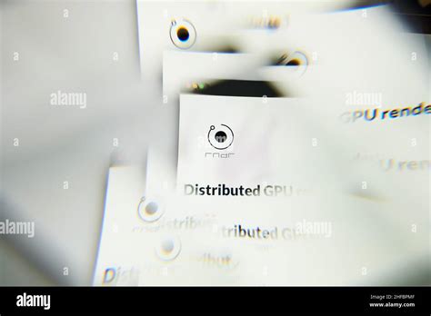 Milan, Italy - January 11, 2022: render token - RNDR logo on laptop