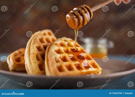 Waffle With Honey Stock Photo Image Of Dessert Cuisine 73639784
