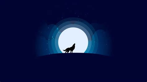 Wolf Moon Wallpaper Moonlight Night Minimalist Sky Artistic