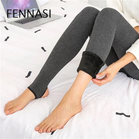 Fennasi Womens Solid Striped Winter Warm Tights Cotton Plus Velvet Black Sexy Tights Women High