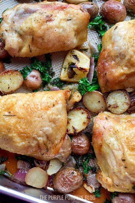 Sheet Pan Roasted Chicken Thighs With Potatoes Chicken Traybake