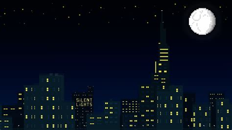 City Skyline Pixel Art Sunset