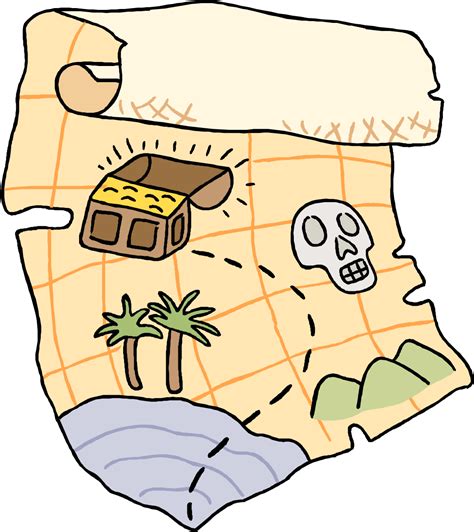 Vector Illustration Of Pirate Treasure Map Shows Location Treasure