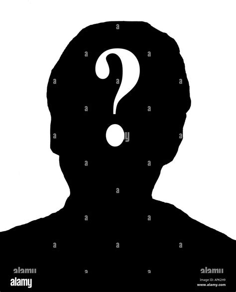 Silhouette Of Male Head With Question Mark Composited Over Face Stock