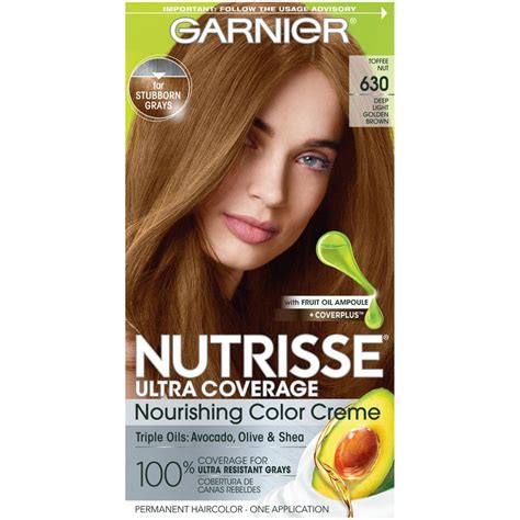 Garnier Nutrisse Ultra Coverage Nourishing Hair Color Creme Deep Light Golden Brown Toffee Nut
