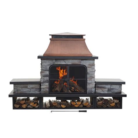 Sunjoy Seneca 51 In Wood Burning Outdoor Fireplace L Of083pst 2 The