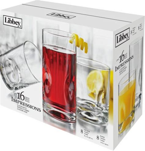 Libbey Impressions Glassware Set Clear 16 Pc Fred Meyer