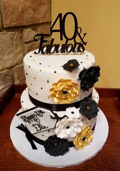 40th Birthday Black And Gold Cake Birthday Cake Desserts