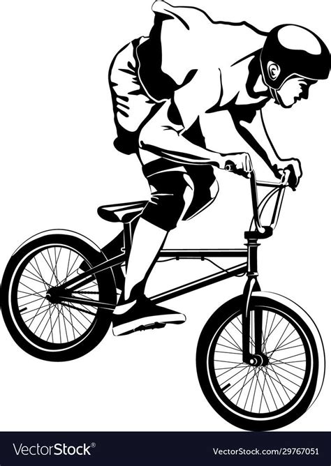 Boy On Bmx Bike Black And White Illustration Download A Free Preview