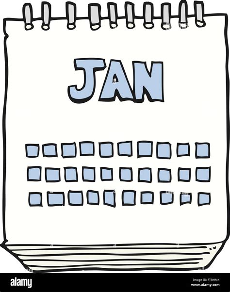 Freehand Drawn Cartoon Calendar Showing Month Of January Stock Vector