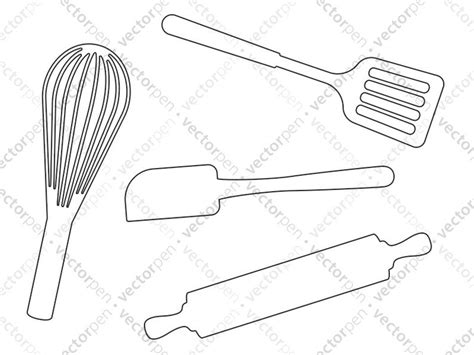 Kitchen Utensils Svg Spatula Whisk Rolling Pin Art For Etsy