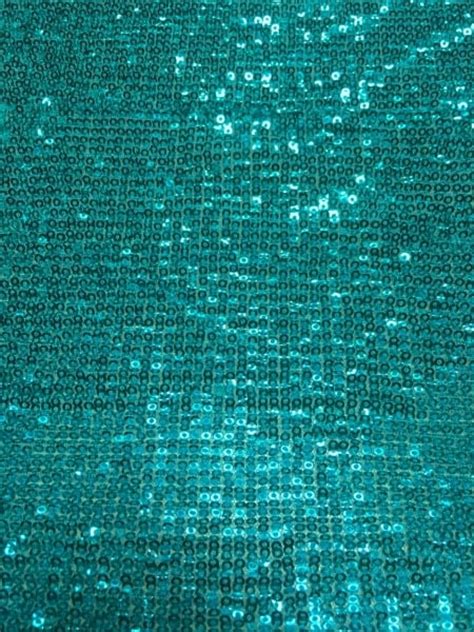 Showtime Fabric All Over Stitched Sequins Pleated Mesh Turquoise Glitz
