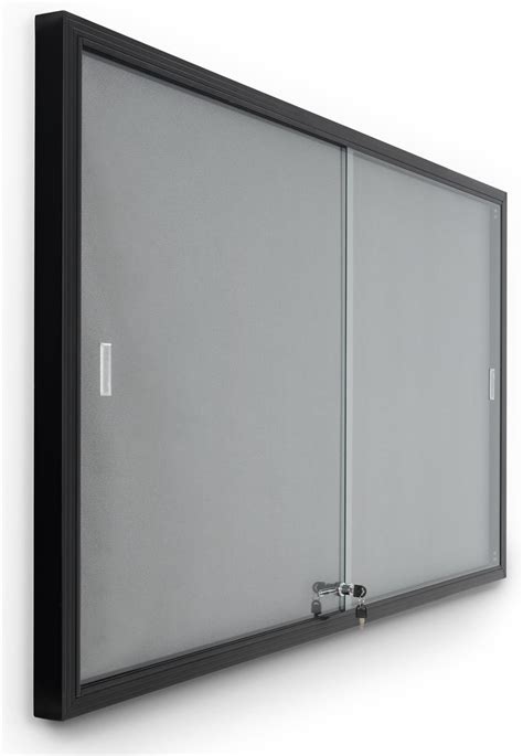 Glass Enclosed Notice Board With Aluminum Frame Sliding Doors