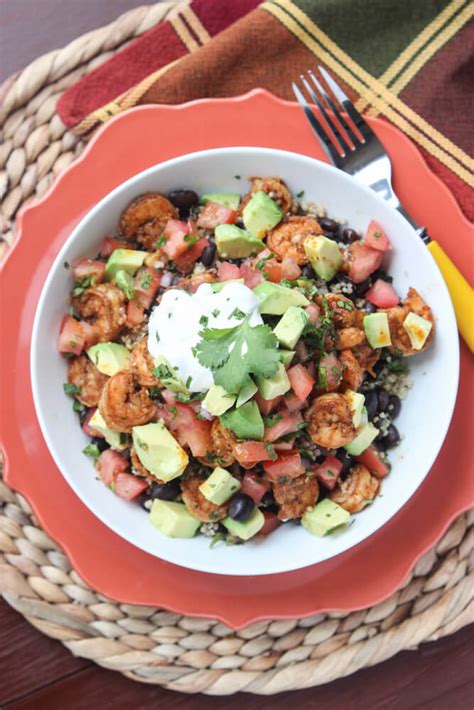 Shrimp and Cilantro-Lime Quinoa Burrito Bowl - Little Broken