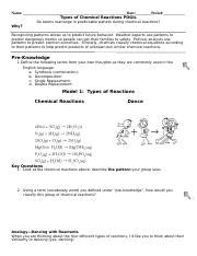 Chemical reactions and you could quickly download this types of chemical reactions pogil answer key after getting deal. Types Of Chemical Reactions Pogil Pre Knowledge Answers ...
