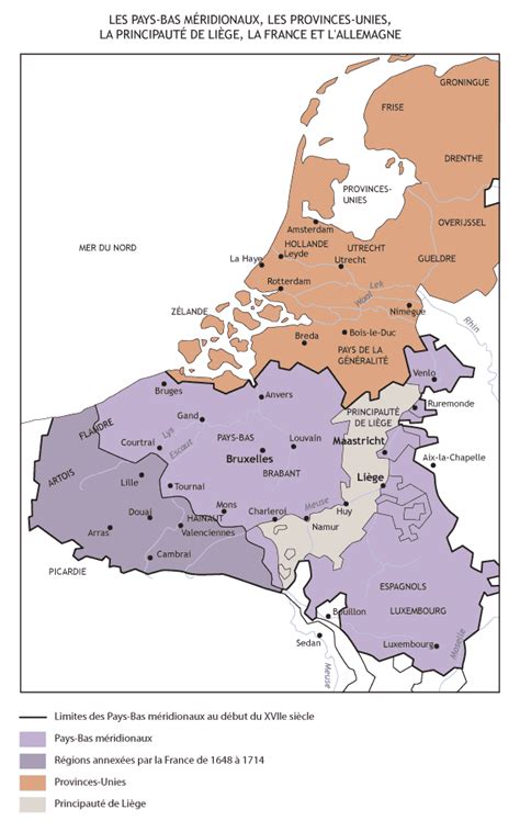 Atlas historique en ligne montrant une carte politique de l'europe à la fin de chaque siècle, de l'an 1 à l'an 2000. Pays-bas Carte Provinces