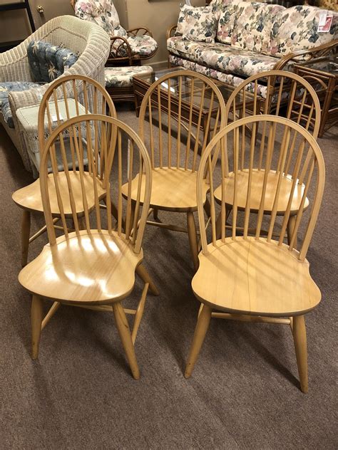 Set Of 5 Pine Dining Chairs Delmarva Furniture Consignment