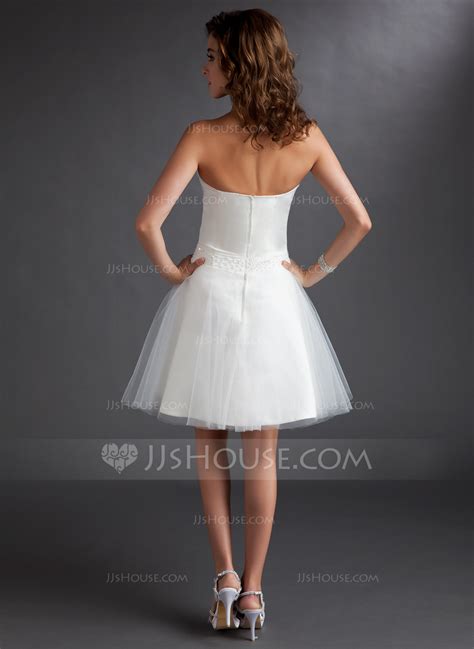 A Lineprincess Sweetheart Knee Length Tulle Wedding Dress With Ruffle Beading 002011497 Jj