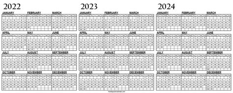 Free Calendar 2022 2023 2024 Template 3 Year Calendar Template