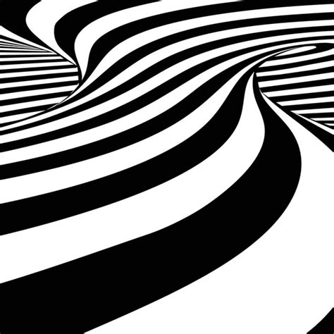 Black White Lines Optical Illusion Horizontal Background Stock Vector