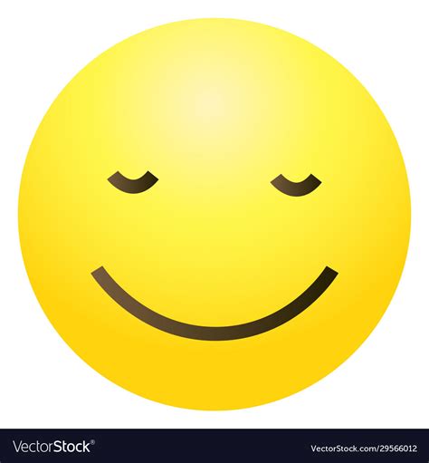 Single Yellow Emoticon Calm Smile Face Vector Image