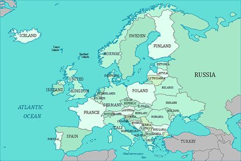 Physical Maps Of Europe