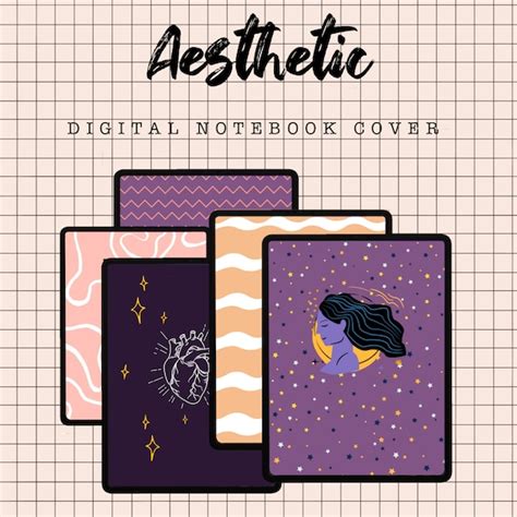 5 Aesthetic Digital Notebook Covers Aesthetic Goodnotes Etsy