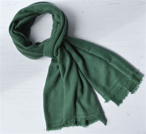 Cashmere Wool Scarf Handwoven Nepalese Wrap In Soft Pine Green Etsy