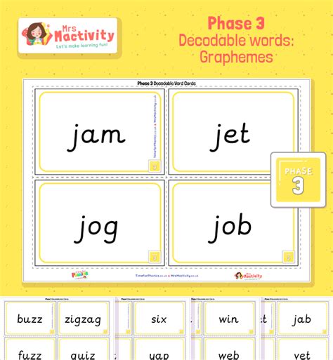 Phase 3 Graphemes Decodable Word Cards Phase 3 Teaching Resources
