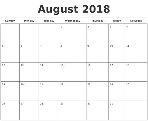 Template russian calendar 2018 pyramid shaped. August 2018 Calendar Template - Free Printable Sample PDF ...