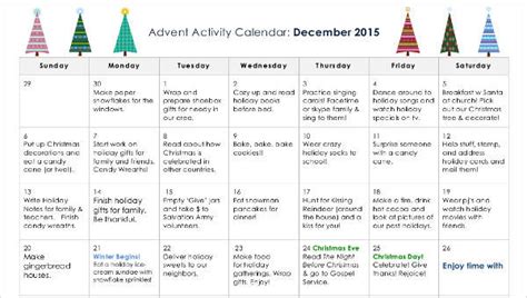 10 Activity Calendar Templates Free Sample Example Format Download